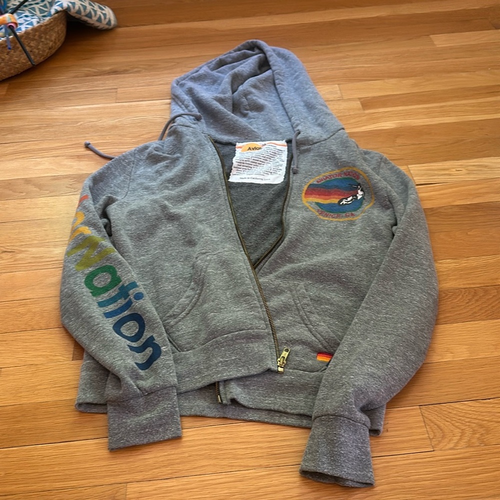 aviator nation 5 stripe zip up